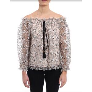 PHILOSOPHY Di Lorenzo Serafini Off The Shoulder Blouse Beige White Long Sleeve 6